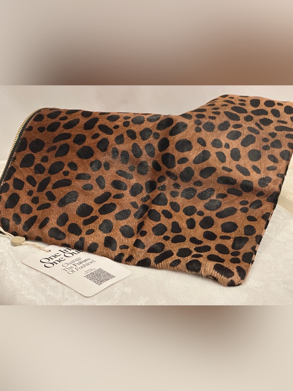 Clare V. Leopard Foldover Clutch Calf Hair Made in USA NWT - Picture 5 of 16